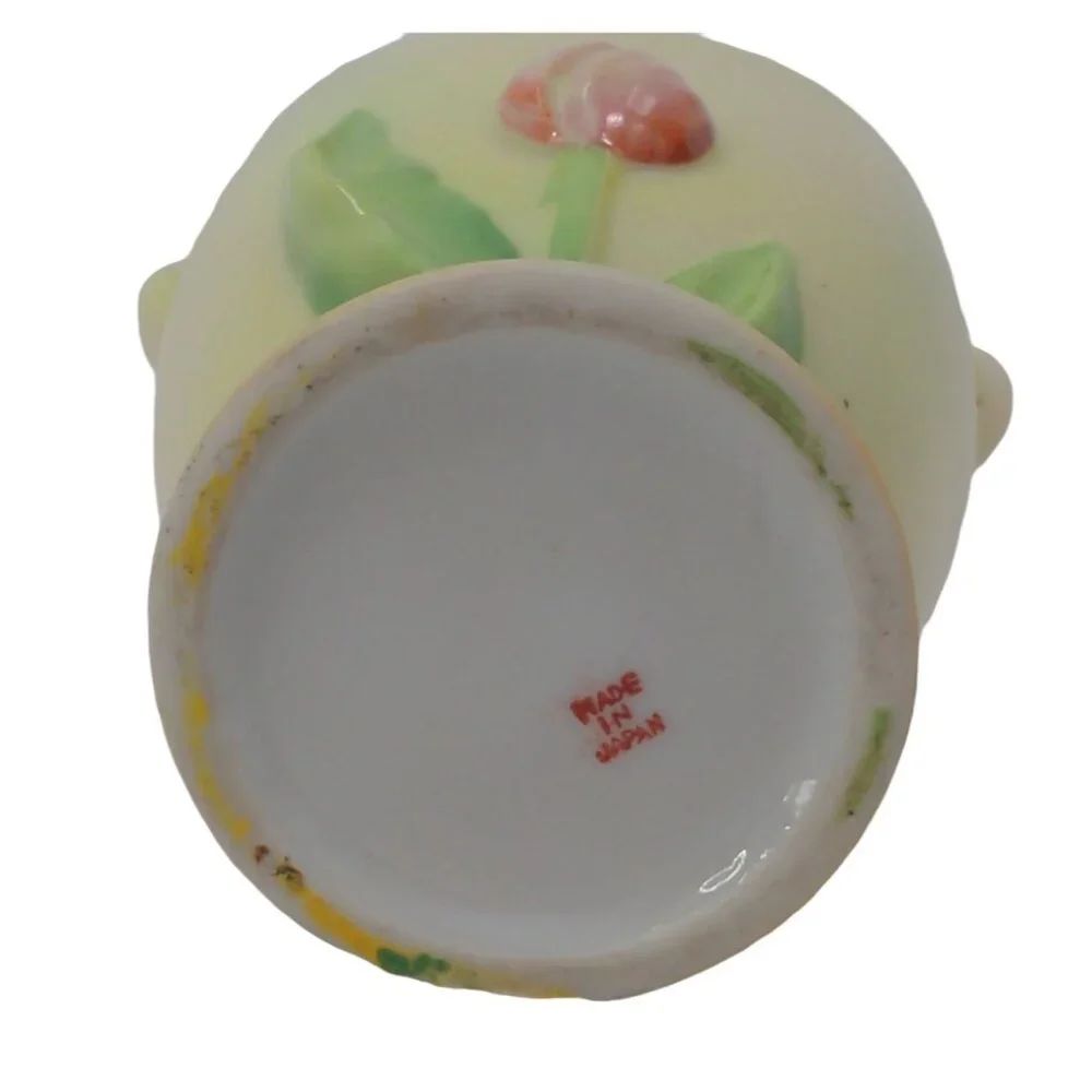 Vintage‎ Amphora Vase Trico Nagoya Japan Tulips Pink Green 5 Inch